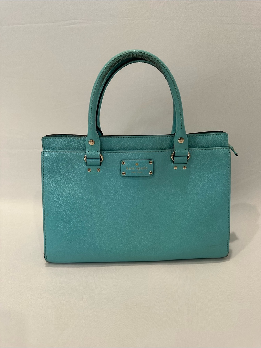 kate spade Turquoise Leather Satchel with Gold Hardware